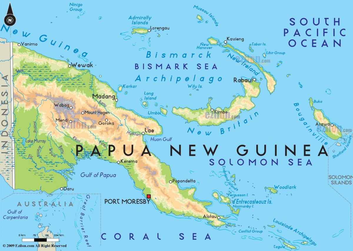 kartes galvaspilsētā papua-jaungvinejas