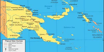 Karte papua-jaungvineja un apkārtējām valstīm